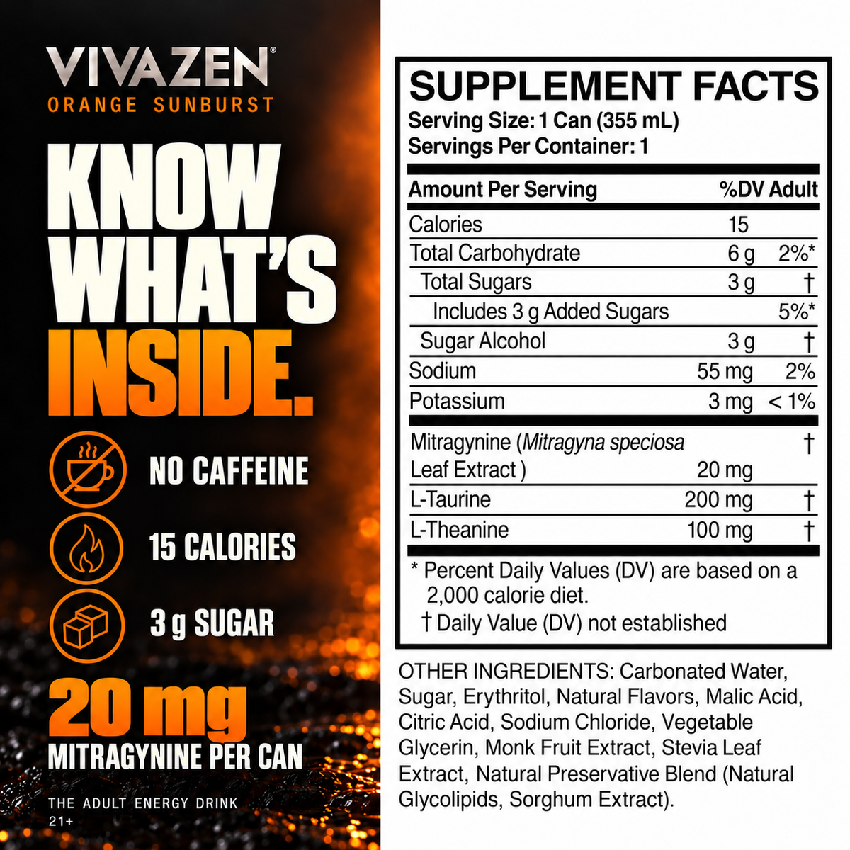 Botanical Energy Seltzer - Orange Sunburst - Ingredients