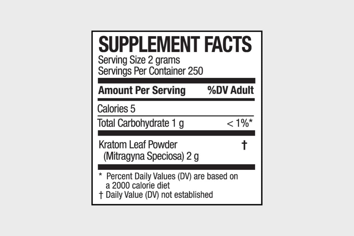 Kratom Powder Supplement Facts