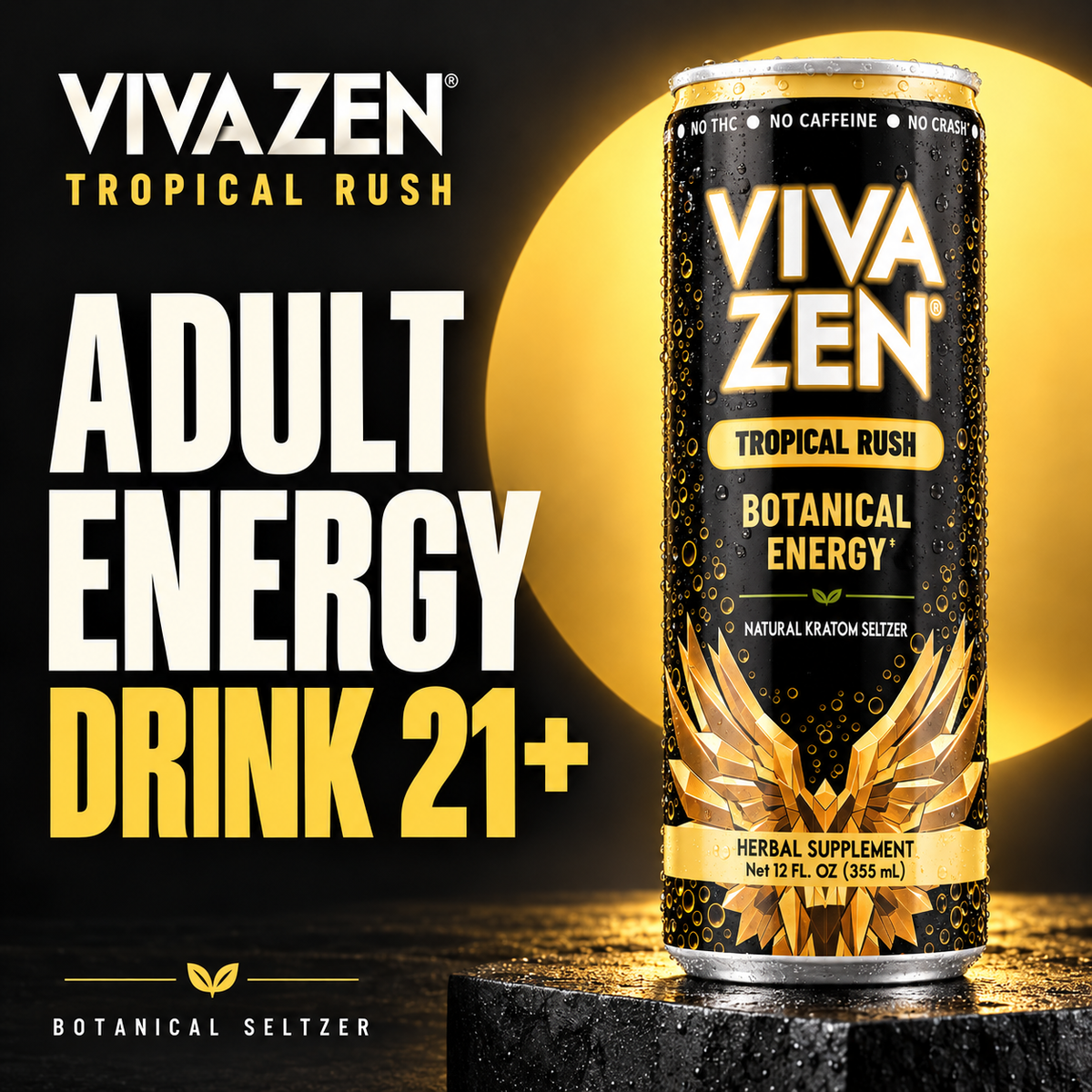 Botanical Energy Seltzer - Tropical Rush - Adult Energy Drink
