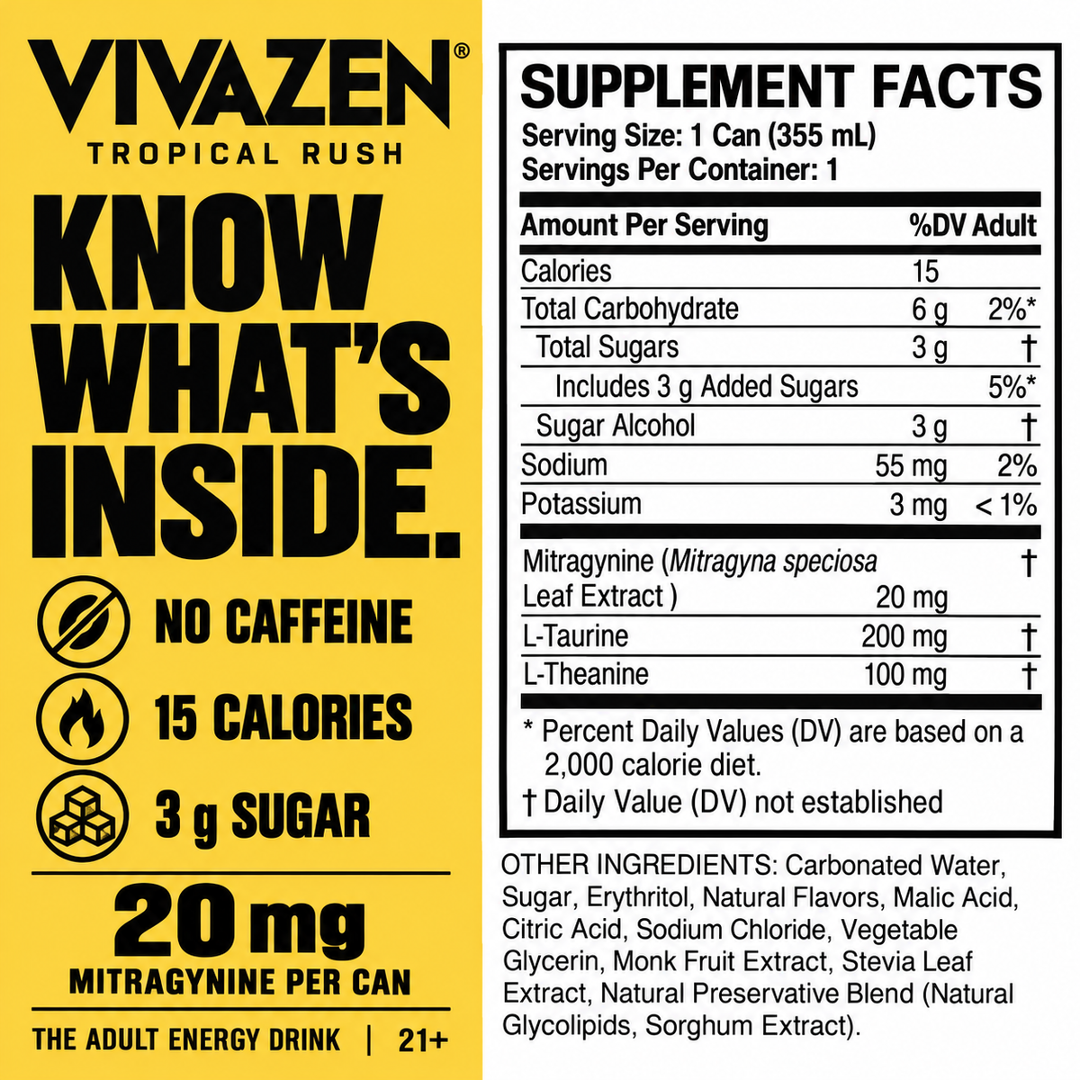 Botanical Energy Seltzer - Tropical Rush - Ingredients