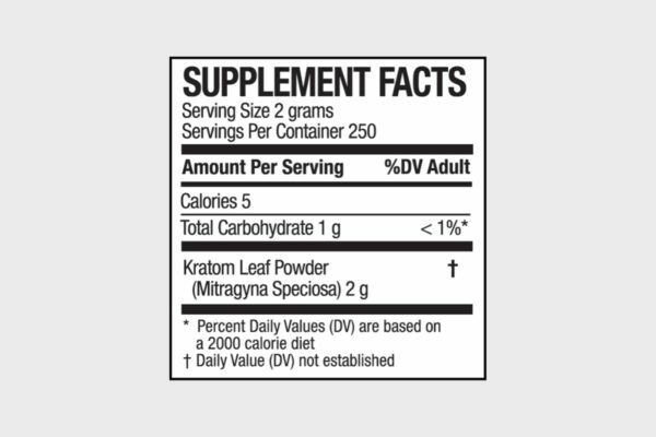 Kratom Powder Supplement Facts