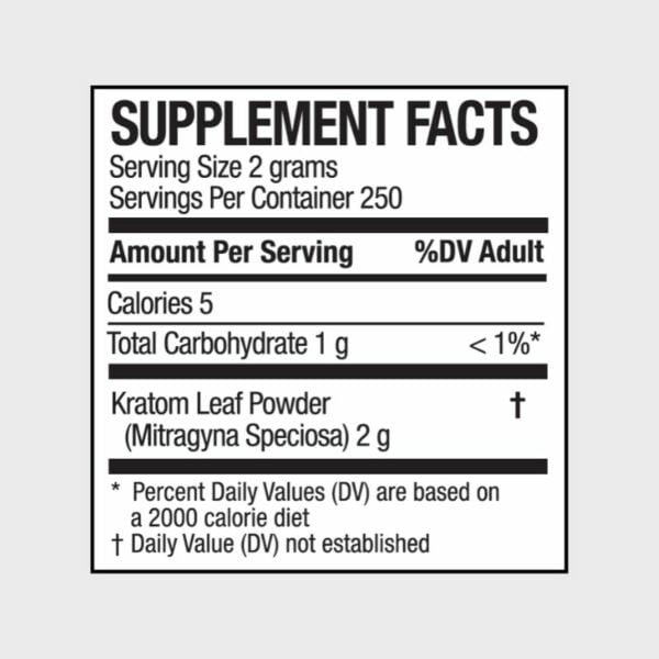 Kratom Powder Supplement Facts